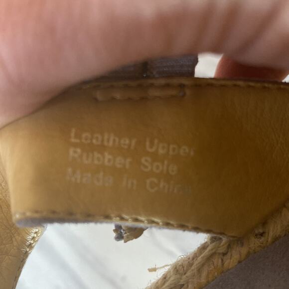Splendid Leather Strap Cross Wedges Espadrille Sandals Like New Size 11 - Picture 8 of 9